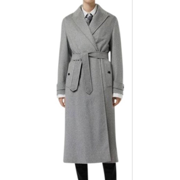 Burberry oxshott grey cashmere wrap trench coat new NWT